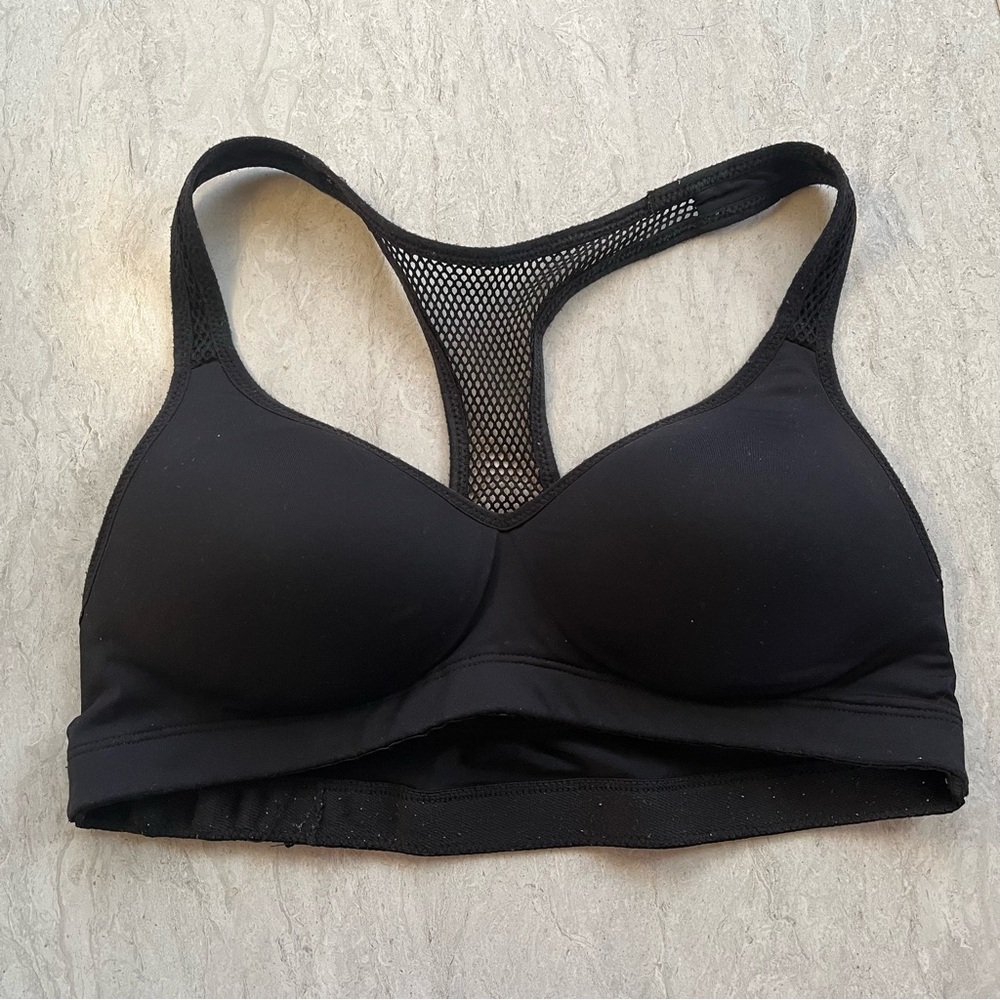 PINK Victoria's Secret Black Mesh Racerback Sports Bra